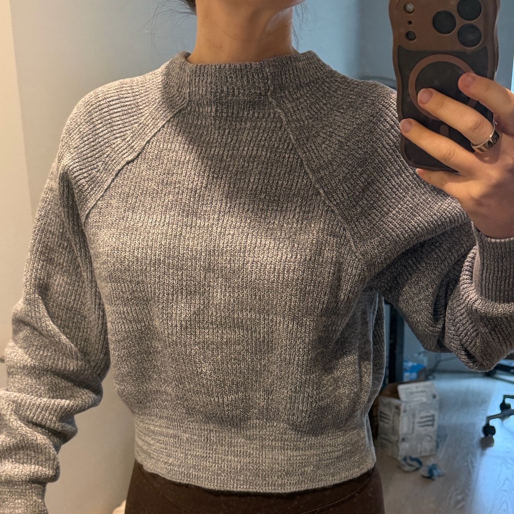 Free People Slightly Mock Neck Cropped Women's Knit Sweater XS